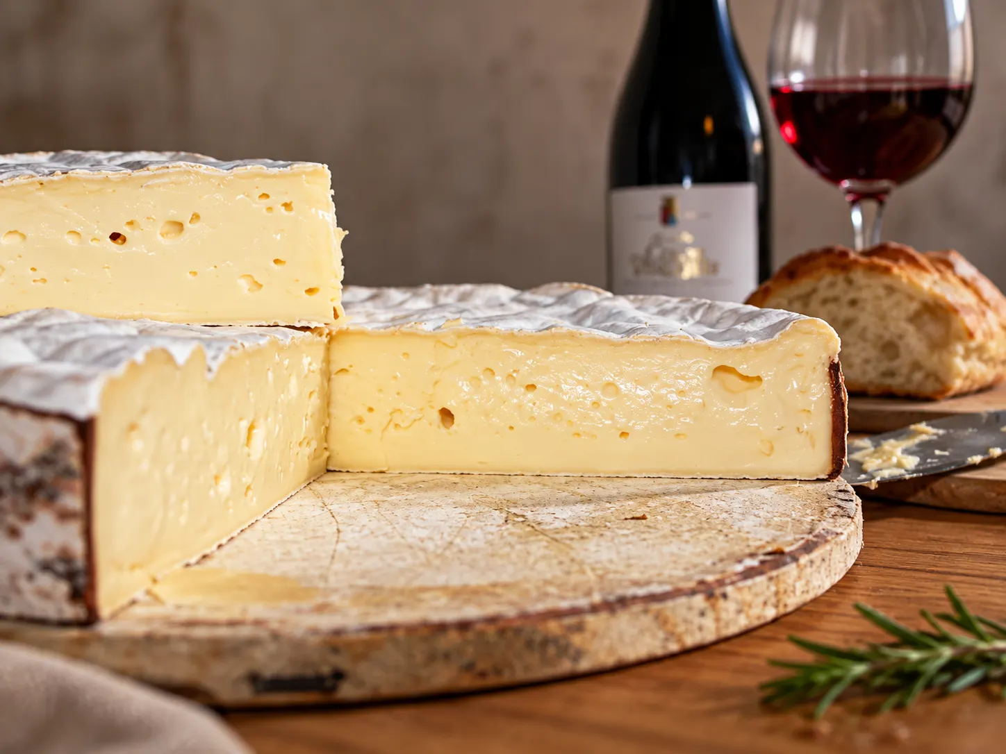 Vacherin Mont d’Or AOP – cremiger Schweizer Weichkäse aus Kuhrohmilch mit charakteristischer Fichtenholzumrandung.